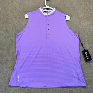 Ralph Lauren RLX Sleeveless Shirt Women's XL Purple Stretch Nylon 1/4 Snap NEW